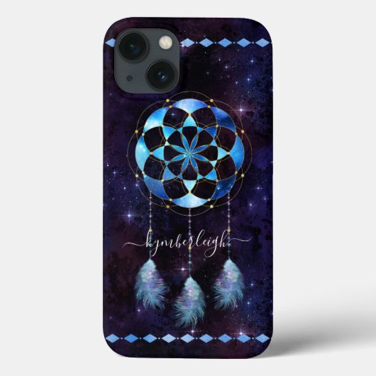 Boho Blue Tribal Celestial Mandala Drocatcher Case-Mate iPhone Case (Achterkant)