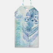 Boho Blue Verjaardagswensen Cadeaulabel (Voorkant)
