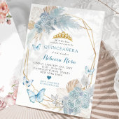 Boho Blue Vlinder Geometrische Quinceañera Kaart