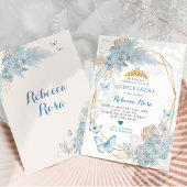 Boho Blue Vlinder Geometrische Quinceañera Kaart