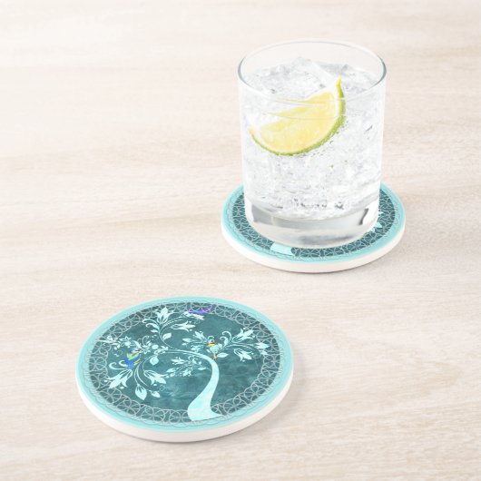 Boho Blue Vods Beverage Coaster Zandsteen Onderzetter (Zijkant)