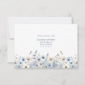Boho Blue Watercolor Wildflowers Wedding RSVP Card (Achterkant)