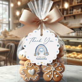 Boho Blue Waterverf Baby shower Bedankjes Labels