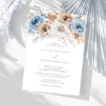 Boho Blue: Waterverf Blue Bohemian Floral Wedding