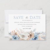 Boho Blue: Waterverf Blue Bohemian Floral Wedding Save The Date (Voorkant)