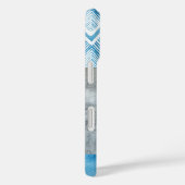 Boho Blue Waterverf Chevron | Monogrammfoonfoto Case-Mate iPhone Case (Achterkant / Rechts)