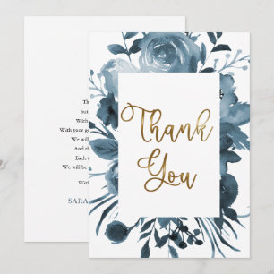 Boho Blue Waterverf Floral Baby shower  Bedankkaart