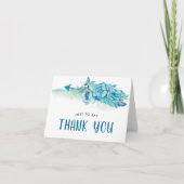 Boho Blue Waterverf Floral Hartelijk dank Bedankkaart (Voorkant)