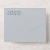 Boho Blue Waterverf Floral Pattern Wedding All In One Uitnodiging (Achterkant)