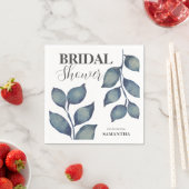 Boho Blue Waterverf Foliage Vrijgezellenfeest Servet (Insitu)