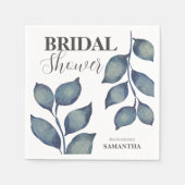 Boho Blue Waterverf Foliage Vrijgezellenfeest Servet (Voorkant)