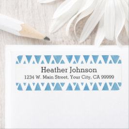 Boho Blue Waterverf Geometric Pattern Etiket