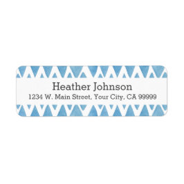 Boho Blue Waterverf Geometric Pattern Etiket