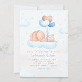 Boho Blue Waterverf Leuke Balloon Boy Baby shower Kaart (Voorkant)