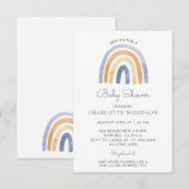 Boho Blue Waterverf Rainbow Baby shower Kaart (Voorkant / Achterkant)