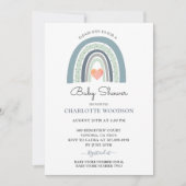Boho Blue Waterverf Shower Invitation Kaart (Voorkant)