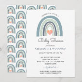 Boho Blue Waterverf Shower Invitation Kaart (Voorkant / Achterkant)