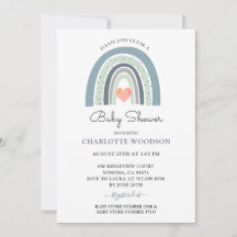Boho Blue Waterverf Shower Invitation