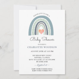 Boho Blue Waterverf Shower Invitation Kaart