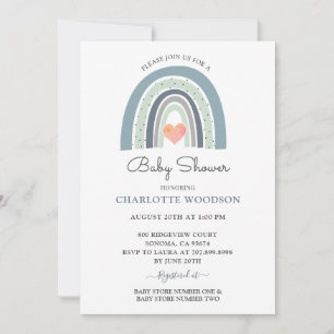 Boho Blue Waterverf Shower Invitation Kaart
