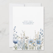 Boho Blue Waterverf Wildflowers Meadow Wedding Kaart (Achterkant)
