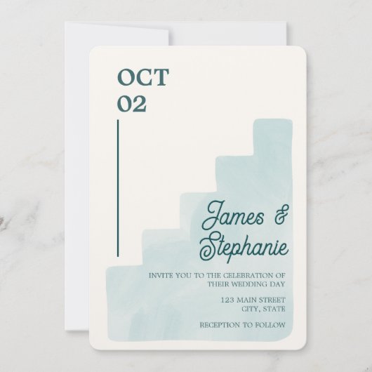 Boho Blue Wedding Kaart (Voorkant)