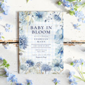 Boho Blue Wildflower Baby in Bloom Boy Baby shower Kaart