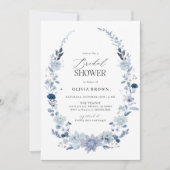 Boho Blue Wildflower Bruidsdouche Uitnodiging (Voorkant)