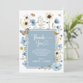 Boho Blue Wildflower Garden Boy Baby shower Bedankkaart (Staand voorkant)