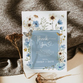 Boho Blue Wildflower Garden Boy Baby shower Bedankkaart