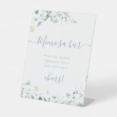 Boho Blue Wildflower script Vrijgezellenfeest Mimo Reclamebord Met Voetstuk (Voorkant)