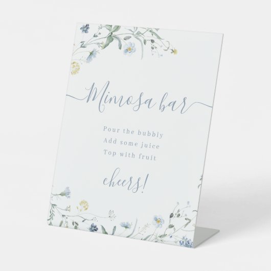 Boho Blue Wildflower script Vrijgezellenfeest Mimo Reclamebord Met Voetstuk (Voorkant)