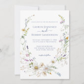 Boho Blue Wildflower Wedding Kaart (Voorkant)