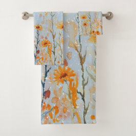 Boho Blue Wildflowers Bad Handdoek