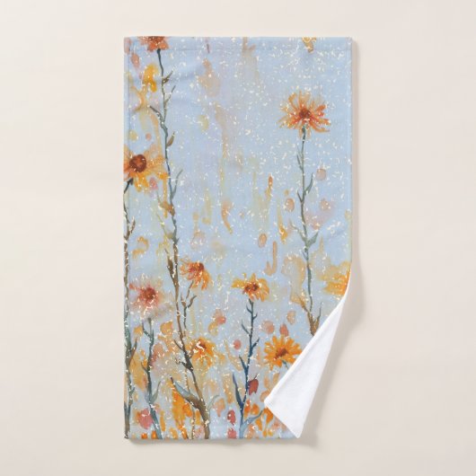 Boho  Blue Wildflowers Bad Handdoek (Handdoek)