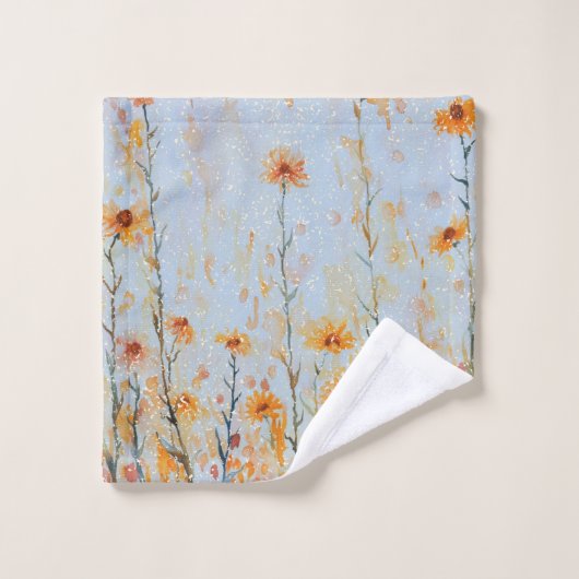Boho Blue Wildflowers Bad Handdoek (Wasdoekje)