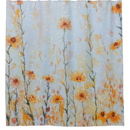 Boho Blue Wildflowers Douchegordijn