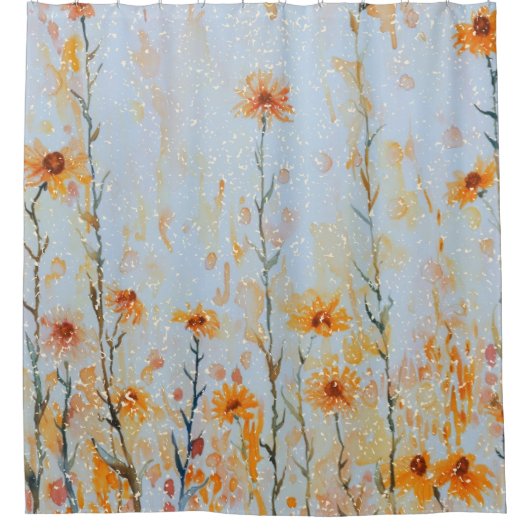 Boho  Blue Wildflowers Douchegordijn (Voorkant)