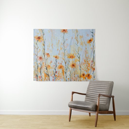 Boho Blue Wildflowers Wandkleed (In Situ (horizontaal))