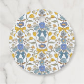 Boho Blue Yellow Bow Bloemen Huwelijksgunst Labels (Achterkant)