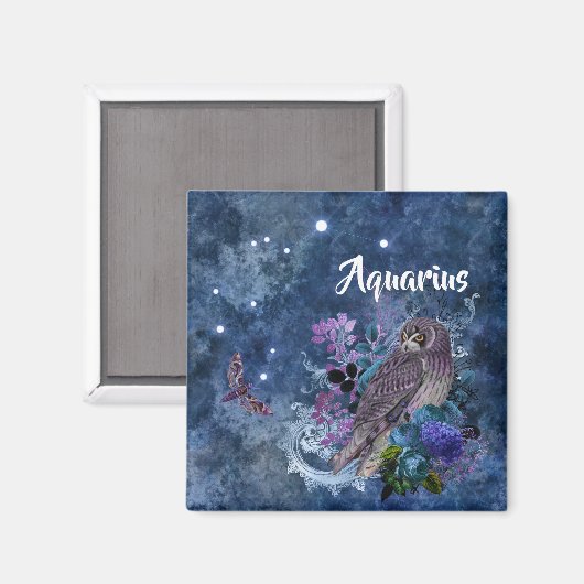 Boho Blue Zodiac Aquarius Constellation Magneet (Voorkant / Achterkant)
