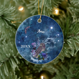 Boho Blue Zodiac Aries Constellation Keramisch Ornament