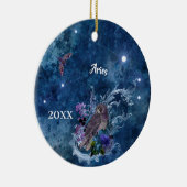 Boho Blue Zodiac Aries Constellation Keramisch Ornament (Rechts)
