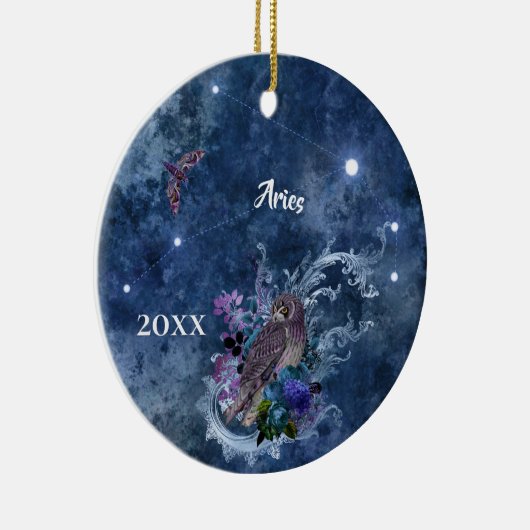 Boho Blue Zodiac Aries Constellation Keramisch Ornament (Rechts)