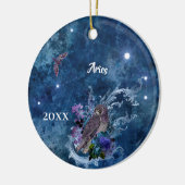 Boho Blue Zodiac Aries Constellation Keramisch Ornament (Links)