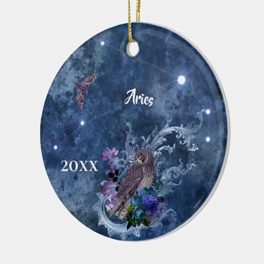 Boho Blue Zodiac Aries Constellation Keramisch Ornament (Links)