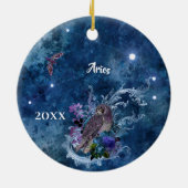 Boho Blue Zodiac Aries Constellation Keramisch Ornament (Achterkant)