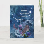 Boho Blue Zodiac Capricorn Constellation Birthday Kaart (Voorkant)