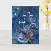 Boho Blue Zodiac Gemini Constellation Birthday Kaart (Gele Bloem)