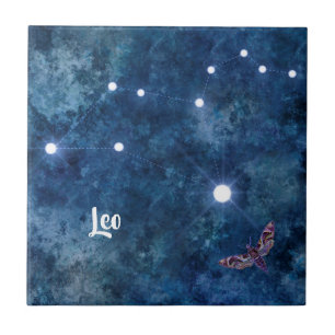 Boho Blue Zodiac Leo Constellation Tegeltje